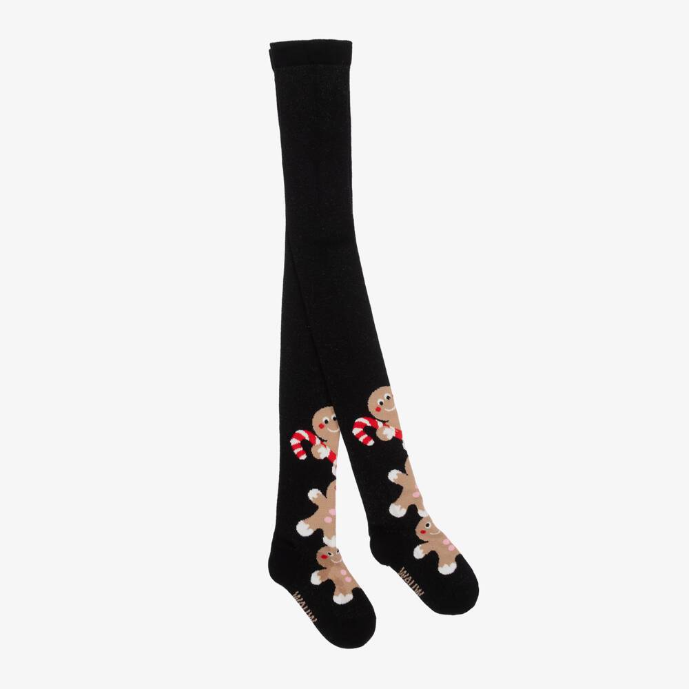Wauw Capow-Girls Black Organic Cookie Tights | Childrensalon Outlet