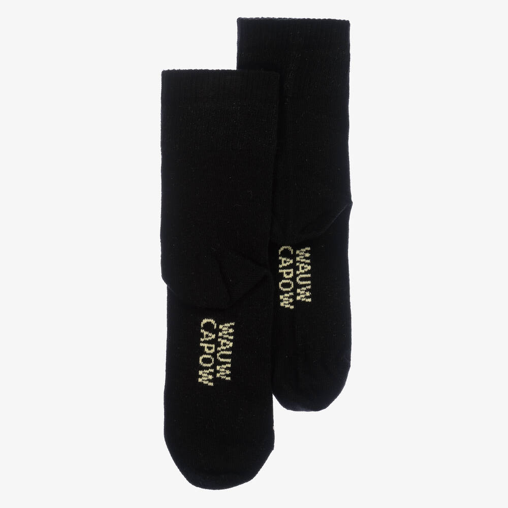 Wauw Capow-جوارب للكاحل مزيج قطن عضوي لون أسود للبنات | Childrensalon Outlet