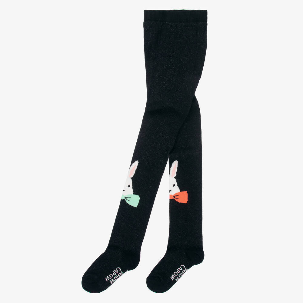 Wauw Capow-Черные колготки с кроликами для девочек | Childrensalon Outlet