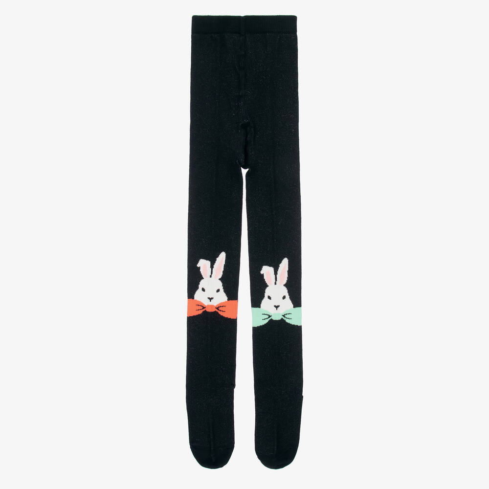 Wauw Capow - Girls Black Rabbit Tights | Childrensalon