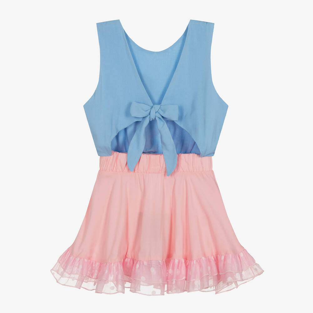 Wauw Capow-فستان فيسكوز لون أزرق وزهري | Childrensalon Outlet