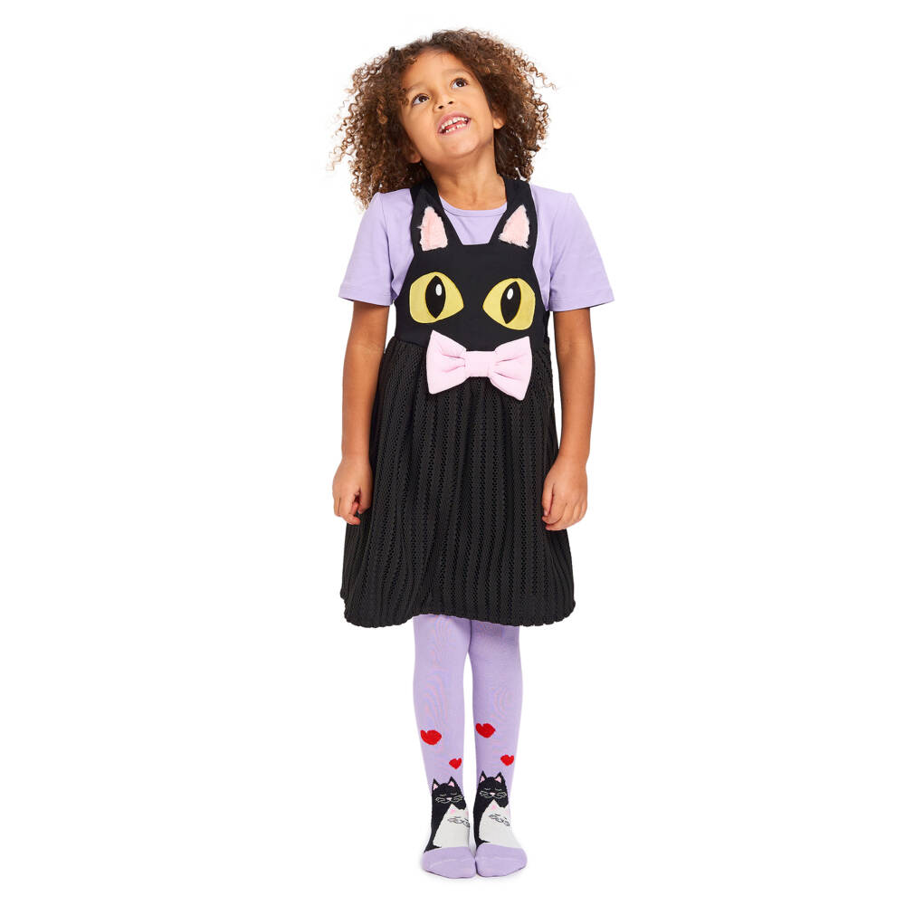 Wauw Capow-Girls Cat Face Black Dress | Childrensalon Outlet