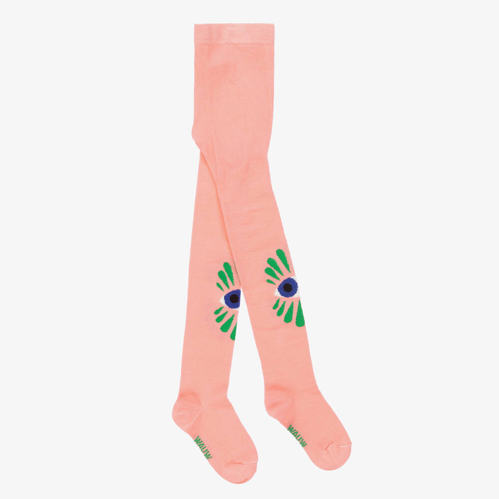 Wauw Capow - Girls Coral Pink Tights | Childrensalon