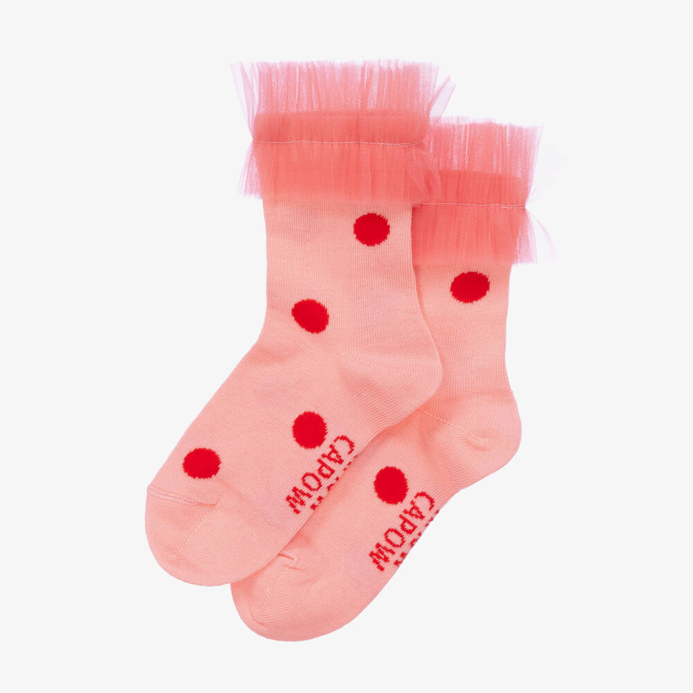 Wauw Capow-Коралловые носки из тюля в горошек для девочек | Childrensalon Outlet