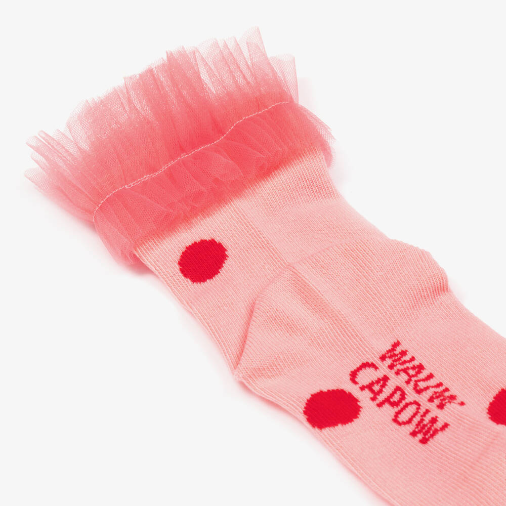 Wauw Capow-Коралловые носки из тюля в горошек для девочек | Childrensalon Outlet