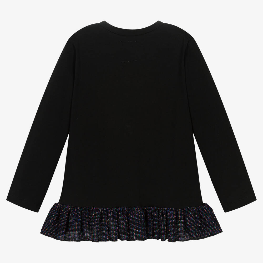 Wauw Capow-Girls Elegant Black Ruffle Tee | Childrensalon Outlet