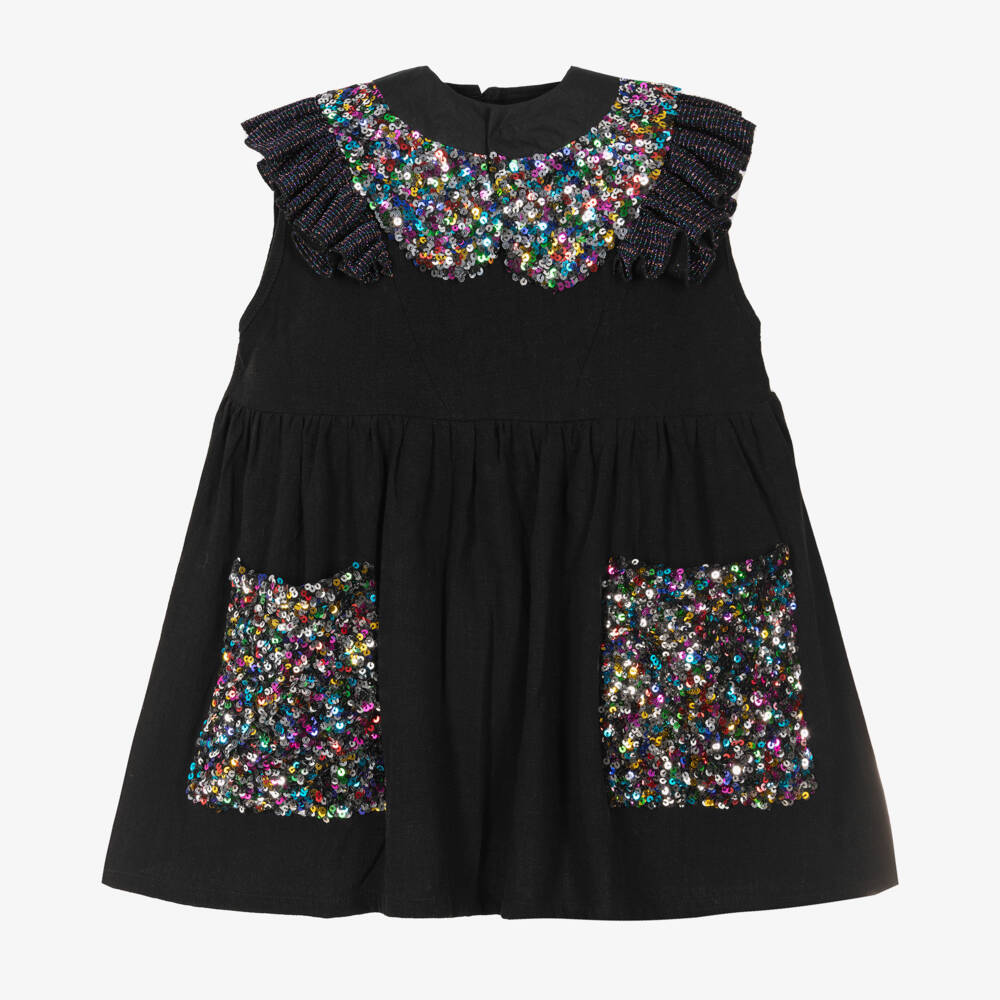 Wauw Capow-Girls Elegant Black Sparkle Dress | Childrensalon Outlet
