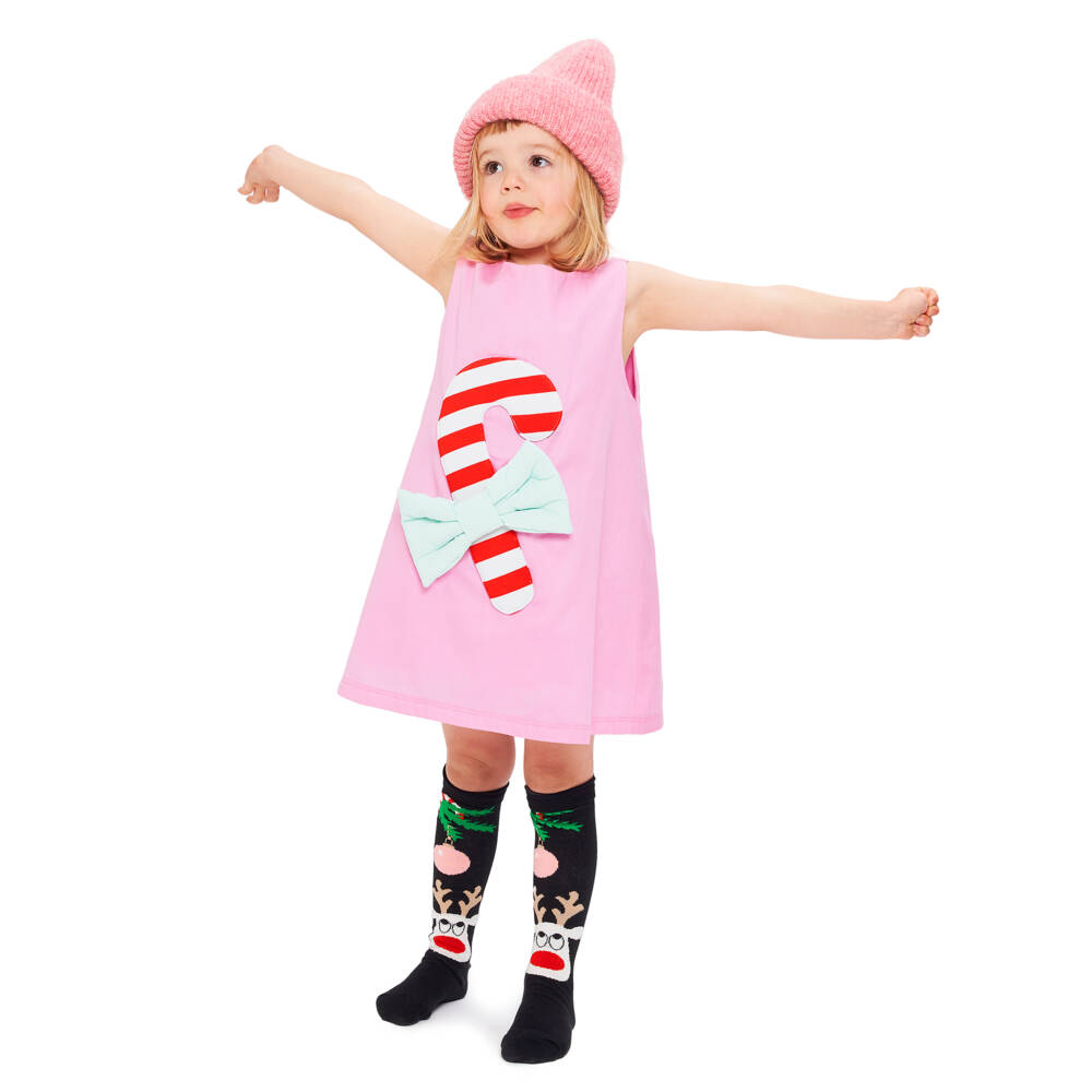 Wauw Capow-Girls Festive Black Reindeer Knit Socks | Childrensalon Outlet
