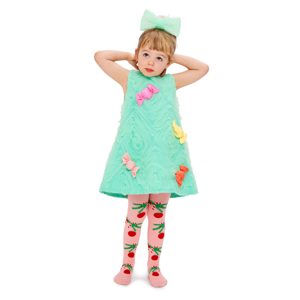 Wauw Capow-Girls Festive Pink Cotton Tights | Childrensalon Outlet