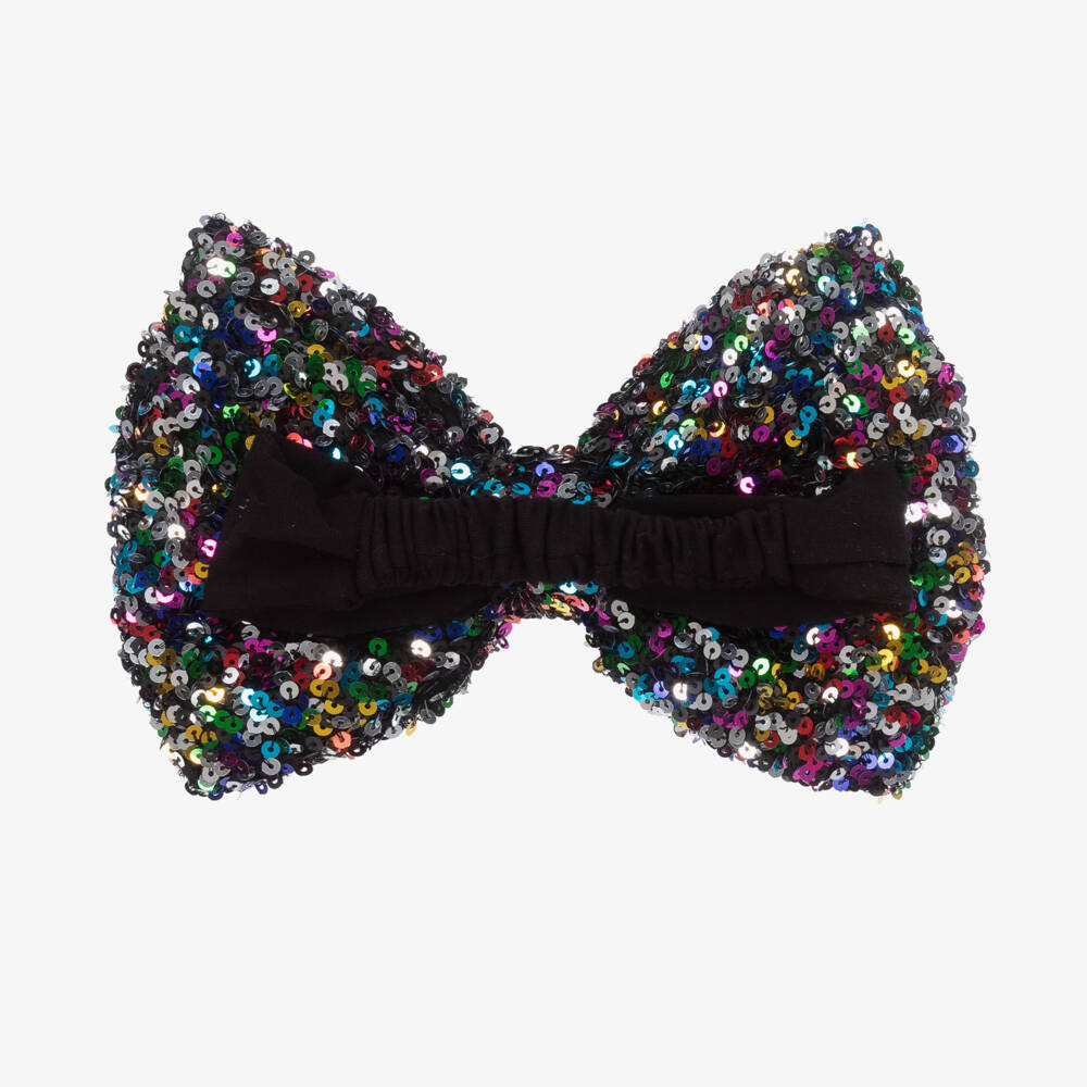 Wauw Capow-Girls' Glittering Black Bow Band | Childrensalon Outlet