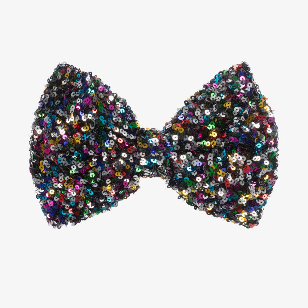 Wauw Capow-Girls' Glittering Black Bow Band | Childrensalon Outlet