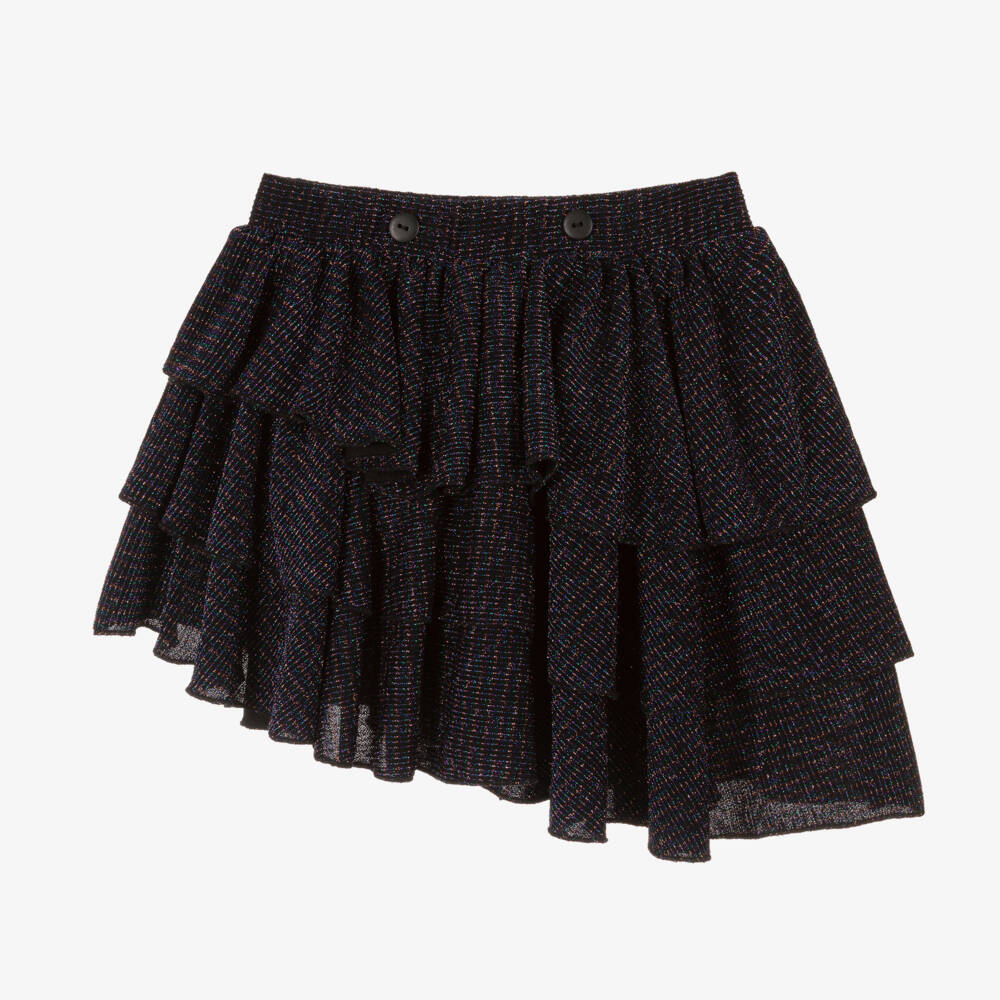 Wauw Capow-Girls Glittering Black Layered Skirt | Childrensalon Outlet