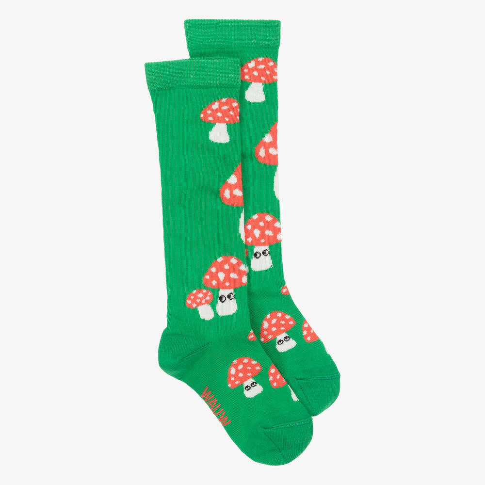 Wauw Capow - Girls Green Mushrooms Socks | Childrensalon