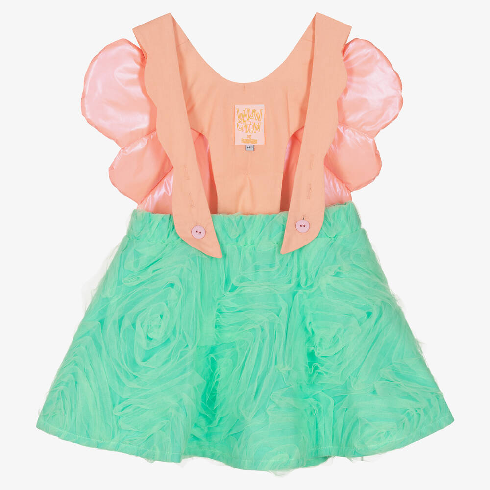 Wauw Capow - Girls Green & Pink Winged Tulle Skirt | Childrensalon