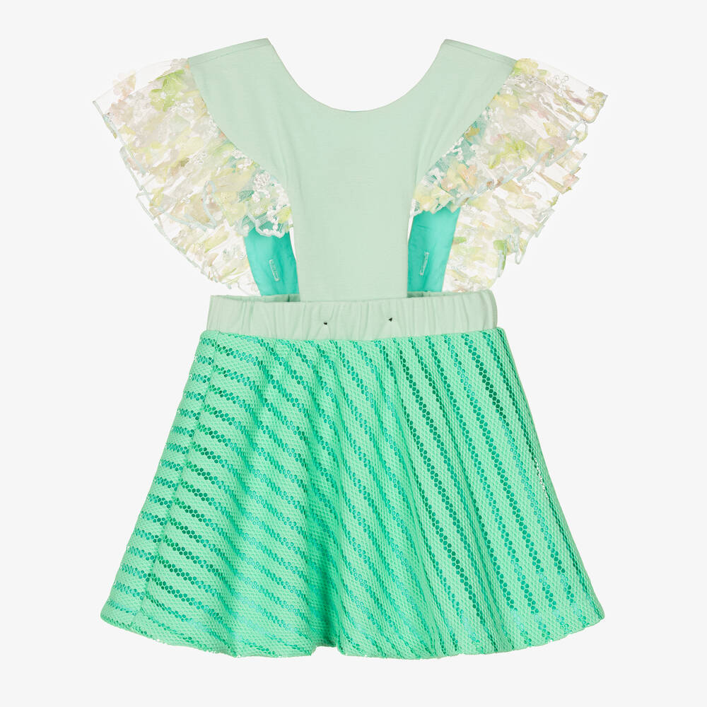 Wauw Capow-Зеленая юбка на бретелях Лебедь | Childrensalon Outlet