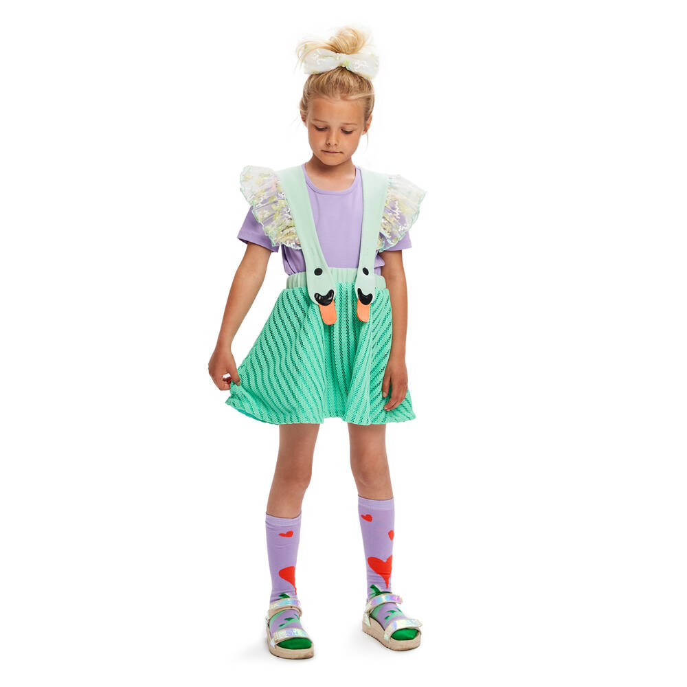 Wauw Capow-Зеленая юбка на бретелях Лебедь | Childrensalon Outlet