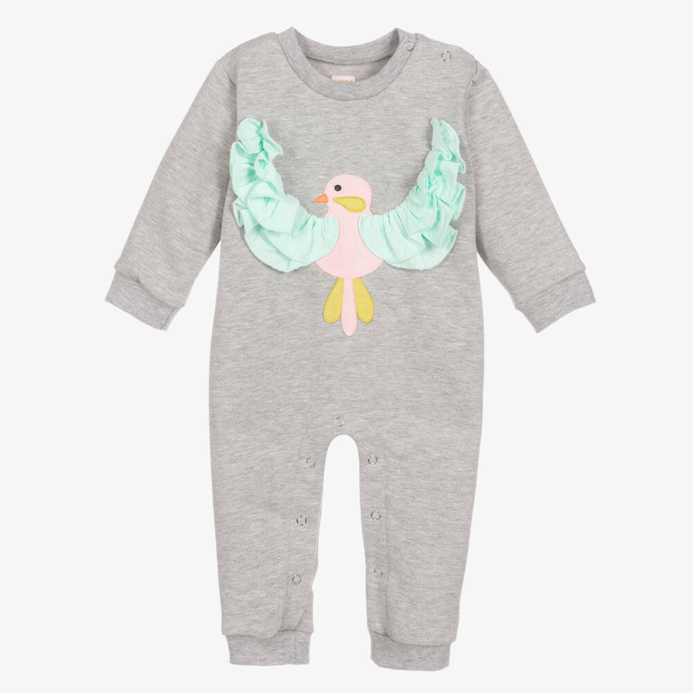 Wauw Capow-Серый комбинезон с украшением в виде птицы для девочек | Childrensalon Outlet