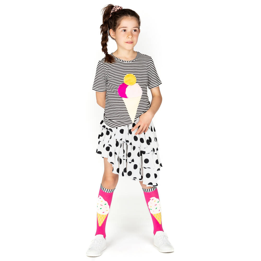 Wauw Capow-تنورة عاجية بكشكش من الفيسكوز للبنات | Childrensalon Outlet