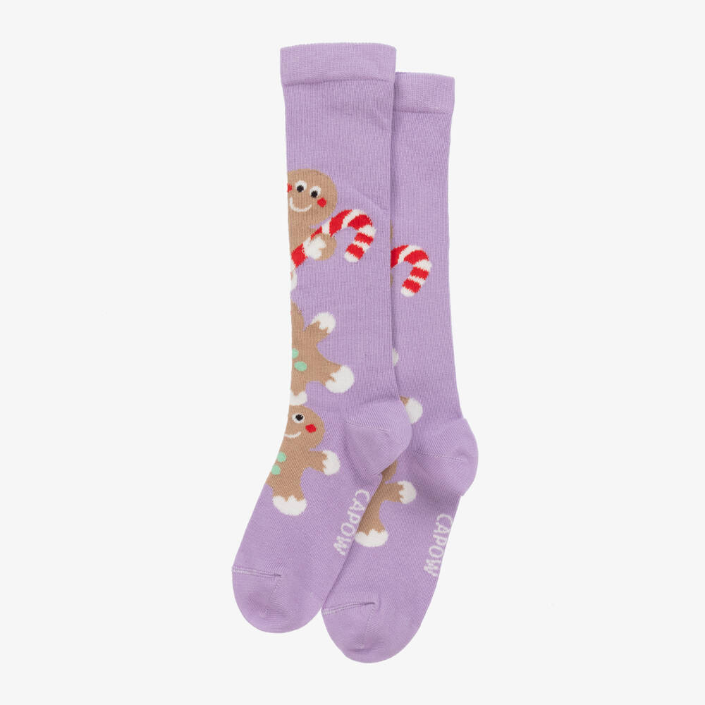 Wauw Capow-Girls Lavender Cookie Cotton Socks | Childrensalon Outlet