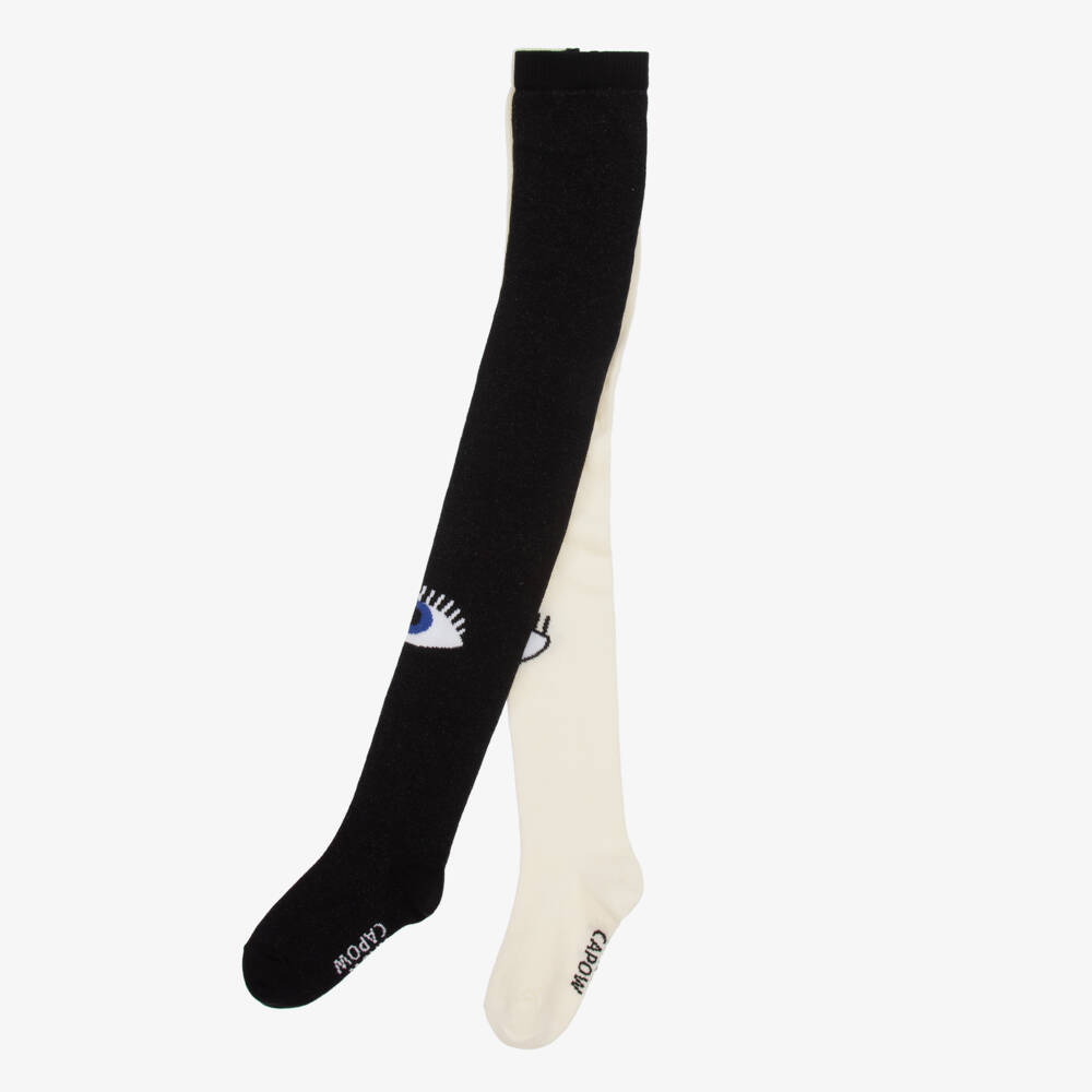 Wauw Capow-Girls Monochrome Organic Cotton Legwear | Childrensalon Outlet