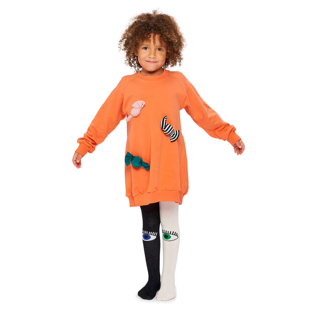 Wauw Capow-Girls Orange Cotton Sweatshirt Dress | Childrensalon Outlet