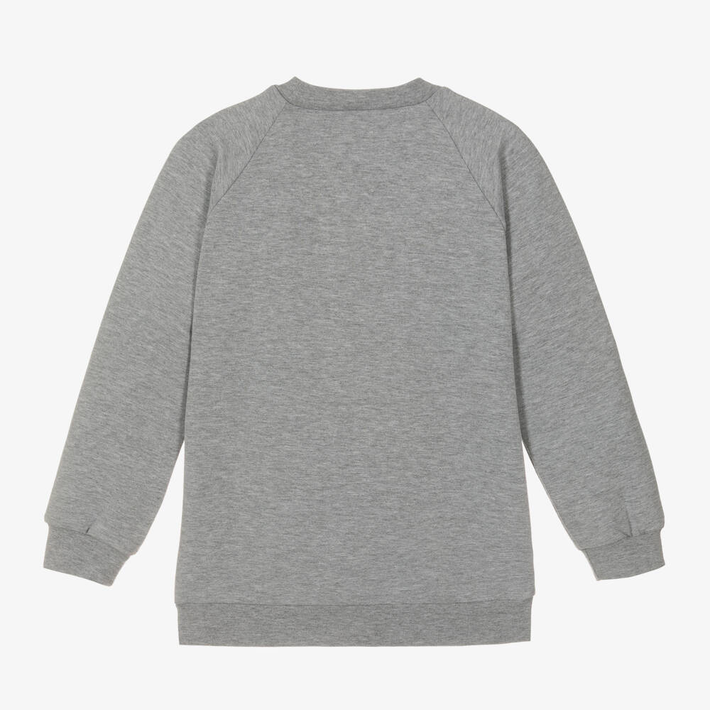 Wauw Capow-Girls Organic Grey Bow Jumper | Childrensalon Outlet