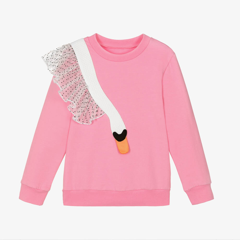 Wauw Capow-Girls Organic Swan Appliqué Jumper | Childrensalon Outlet