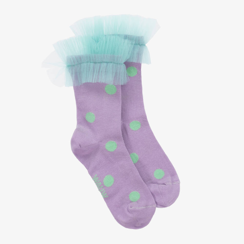 Wauw Capow-Girls Organic Tulle Dot Socks | Childrensalon Outlet