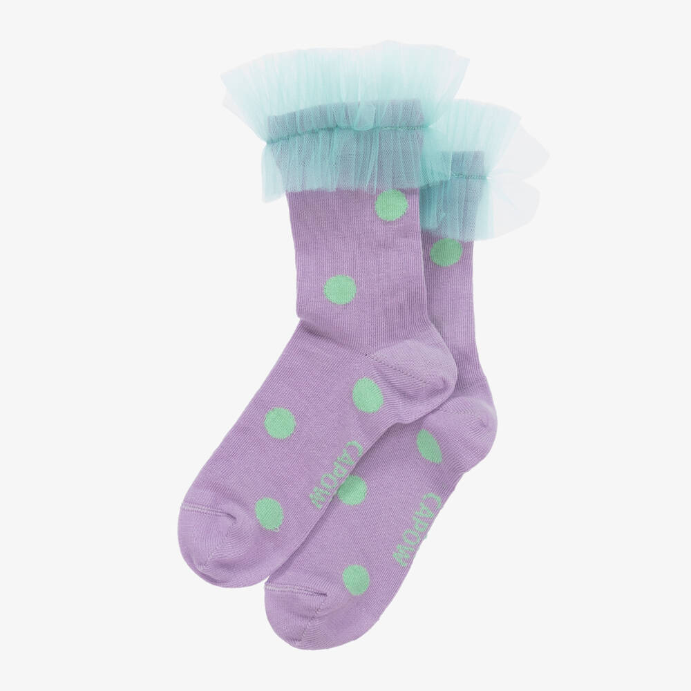 Wauw Capow-Girls Organic Tulle Dot Socks | Childrensalon Outlet