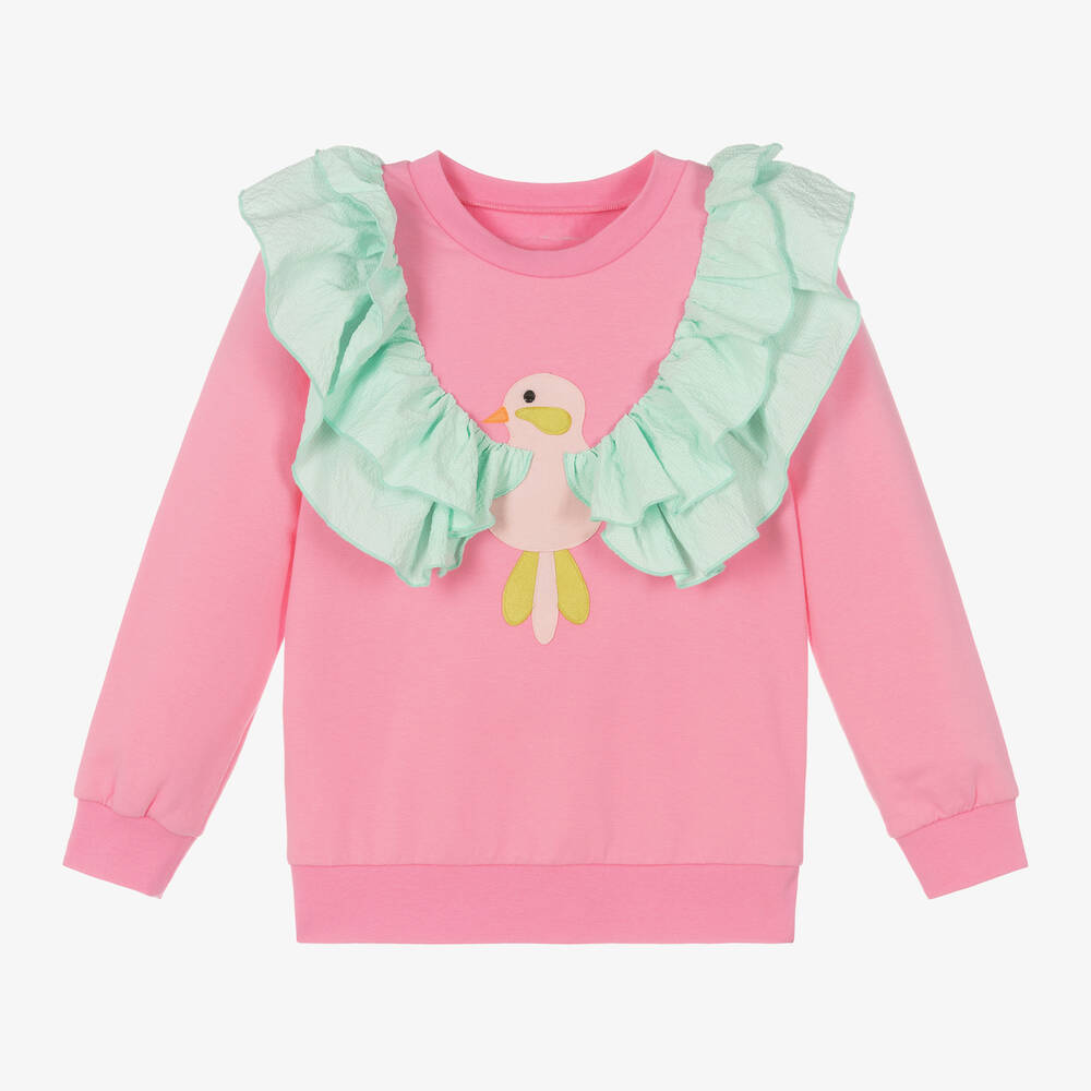 Wauw Capow - Sweat rose oiseau fille | Childrensalon