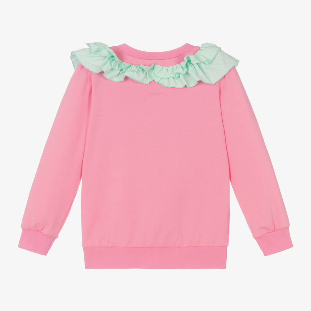 Wauw Capow-سويتشيرت قطن عضوي جيرسي لون زهري للبنات | Childrensalon Outlet