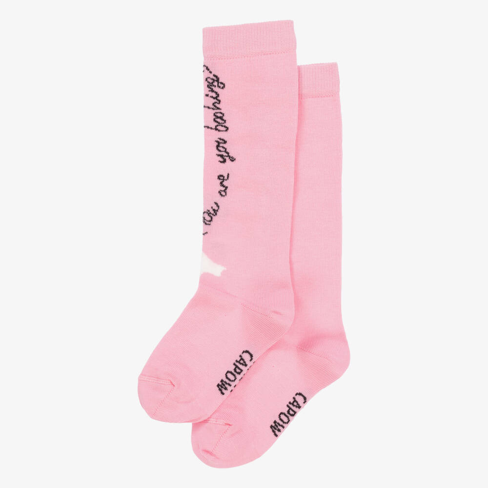 Wauw Capow-Носки для девочек розовые с привидением | Childrensalon Outlet