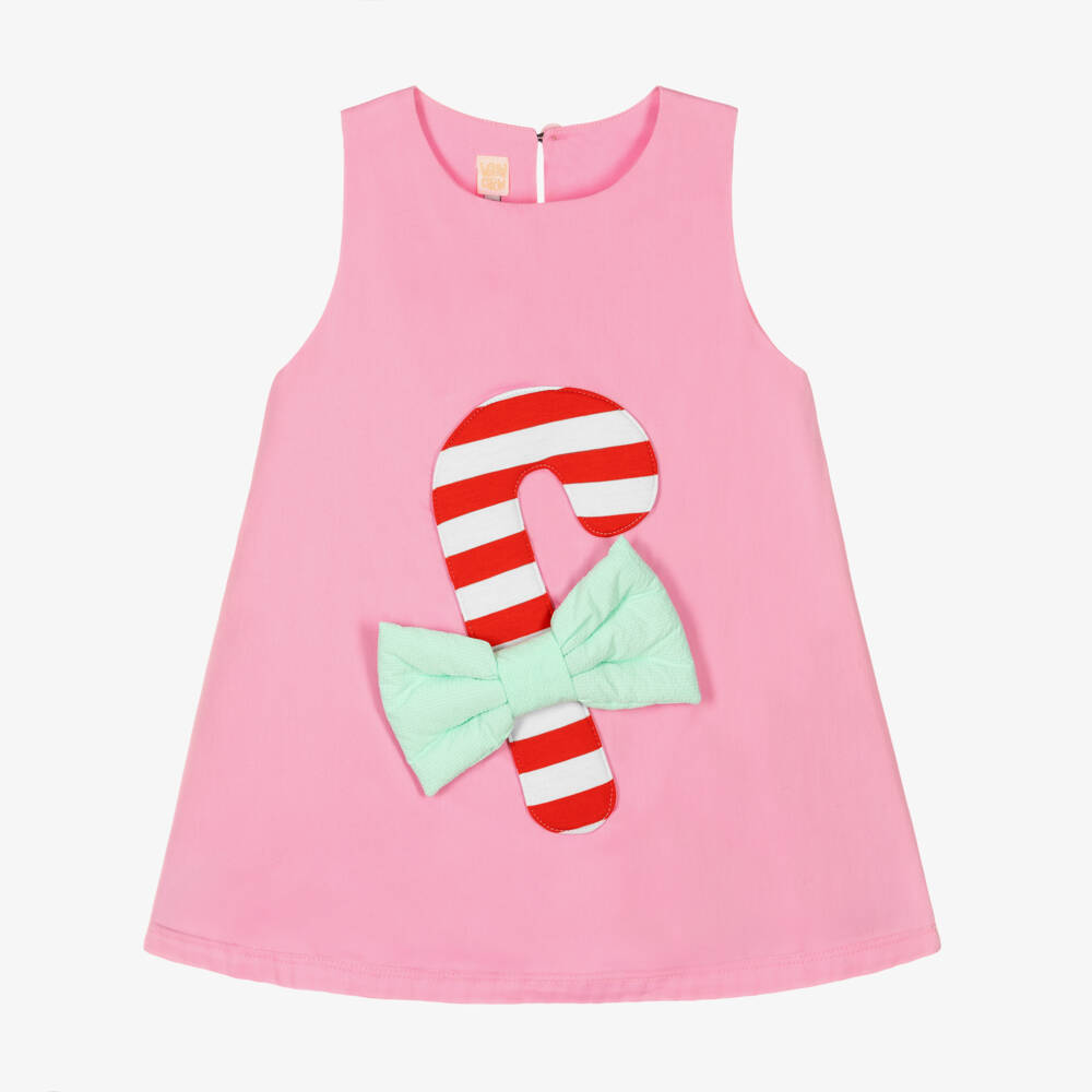 Wauw Capow-Girls Pink Candy Cane Dress | Childrensalon Outlet