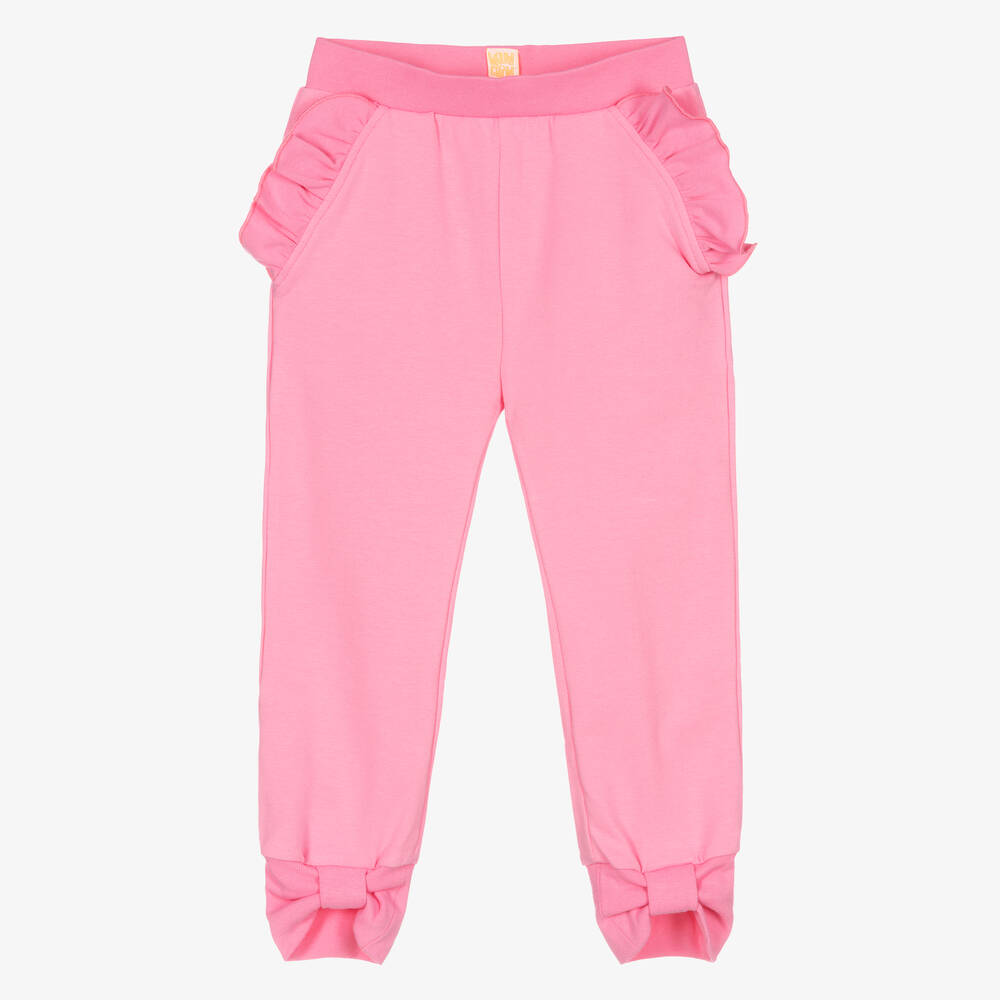 Wauw Capow - Girls Pink Cotton Joggers | Childrensalon