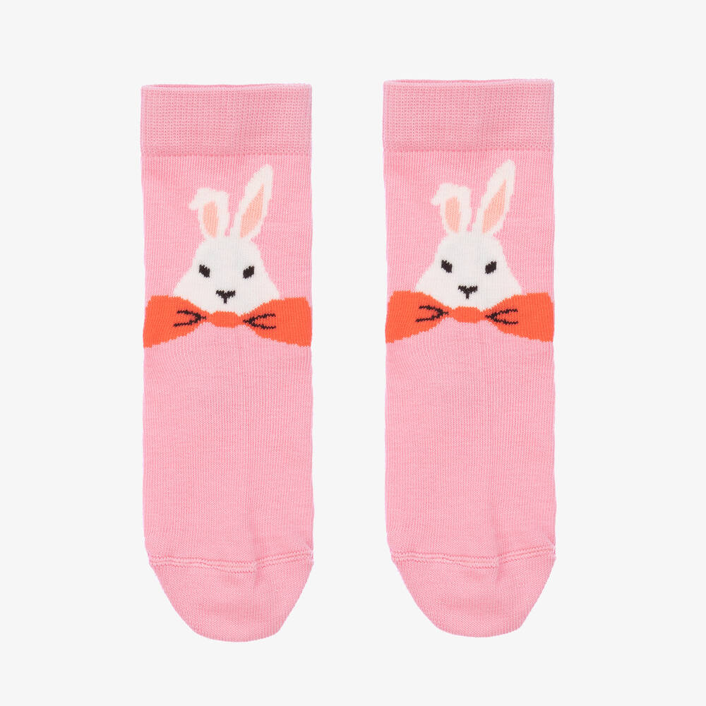 Wauw Capow-Розовые хлопковые носки с кроликами | Childrensalon Outlet
