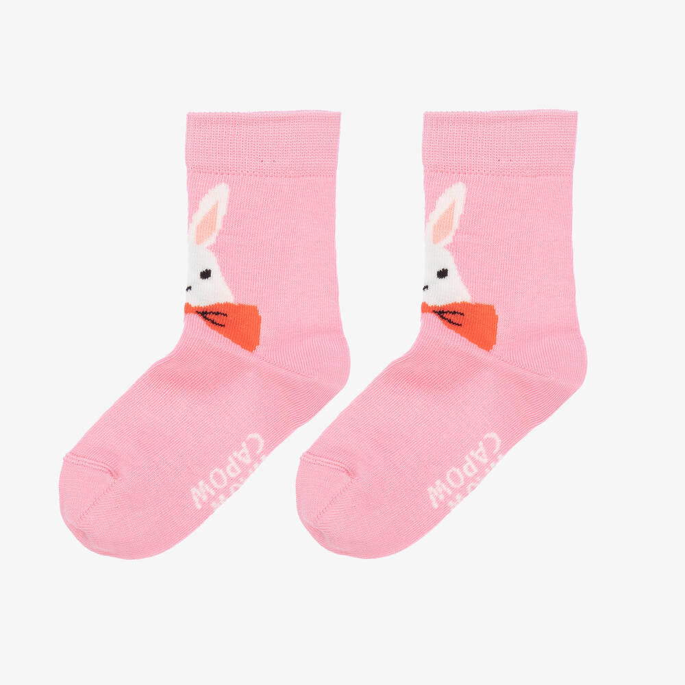 Wauw Capow-Розовые хлопковые носки с кроликами | Childrensalon Outlet