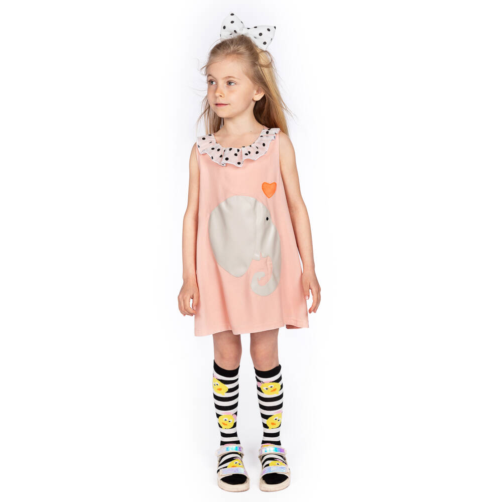 Wauw Capow-Girls Pink Elephant Dress | Childrensalon Outlet