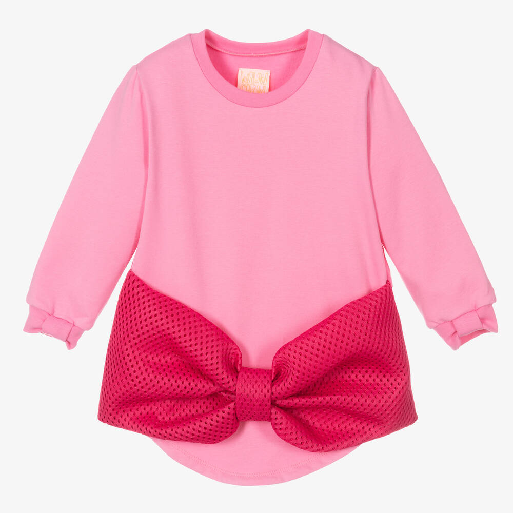 Wauw Capow - Rosa Jerseykleid mit Schleife (M) | Childrensalon