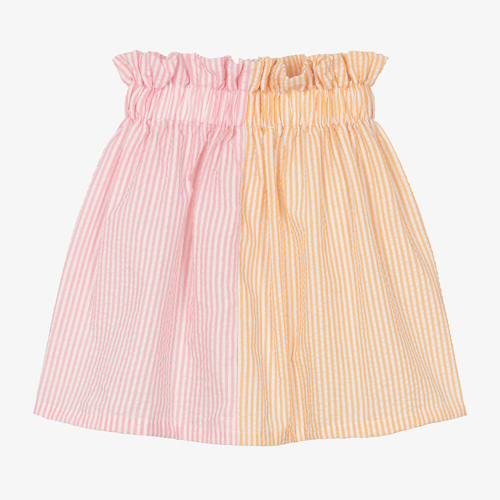 Wauw Capow-Розово-оранжевая юбка в тонкую полоску | Childrensalon Outlet