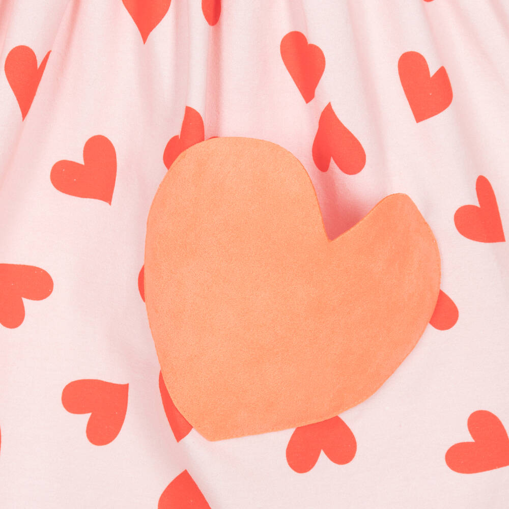 Wauw Capow-فستان بطبعة قلوب قطن جيرسي عضوي لون زهري | Childrensalon Outlet