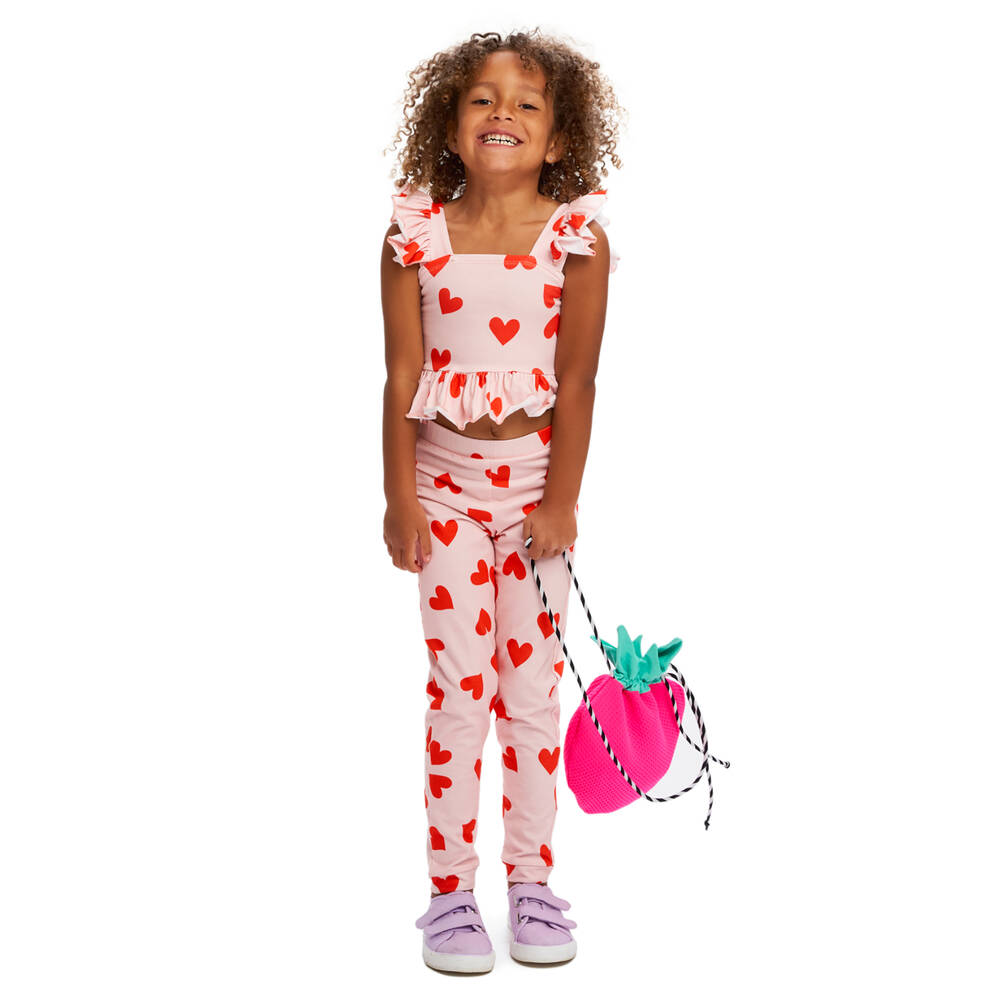 Wauw Capow-ليقنز بطبعة قلوب قطن عضوي لون زهري للبنات | Childrensalon Outlet