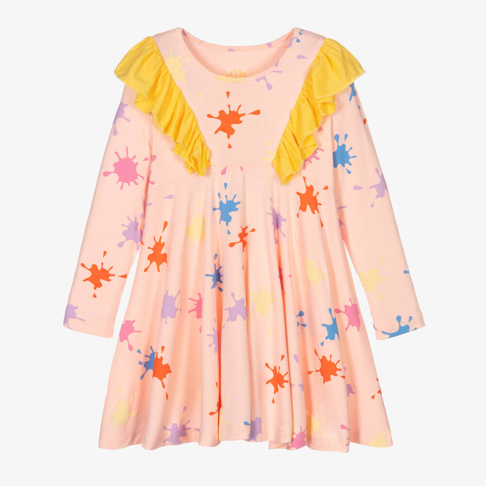 Wauw Capow-Girls Pink Paint Splat Dress | Childrensalon Outlet