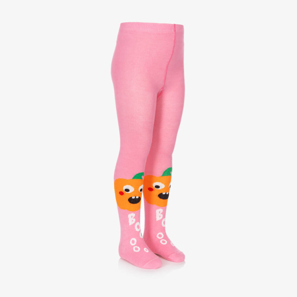 Wauw Capow-Girls Pink Pumpkin Cotton Tights | Childrensalon Outlet