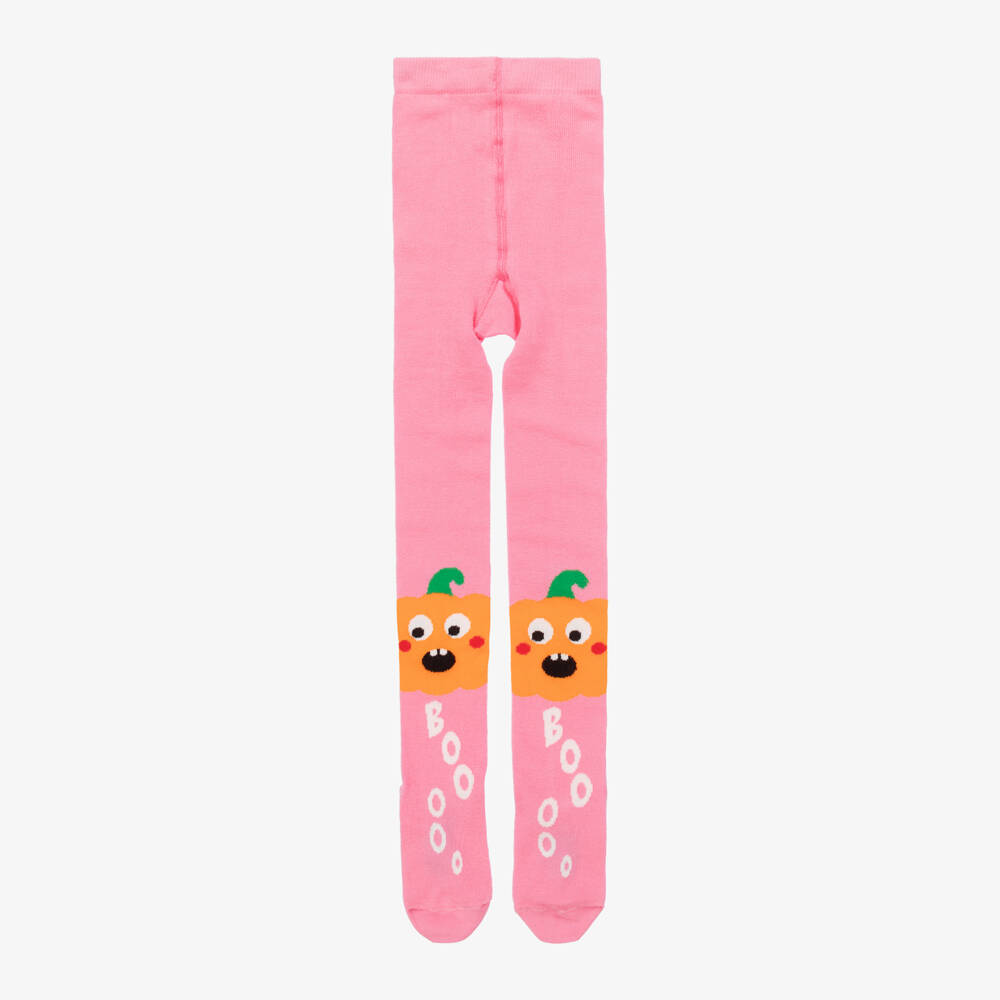 Wauw Capow-Girls Pink Pumpkin Cotton Tights | Childrensalon Outlet