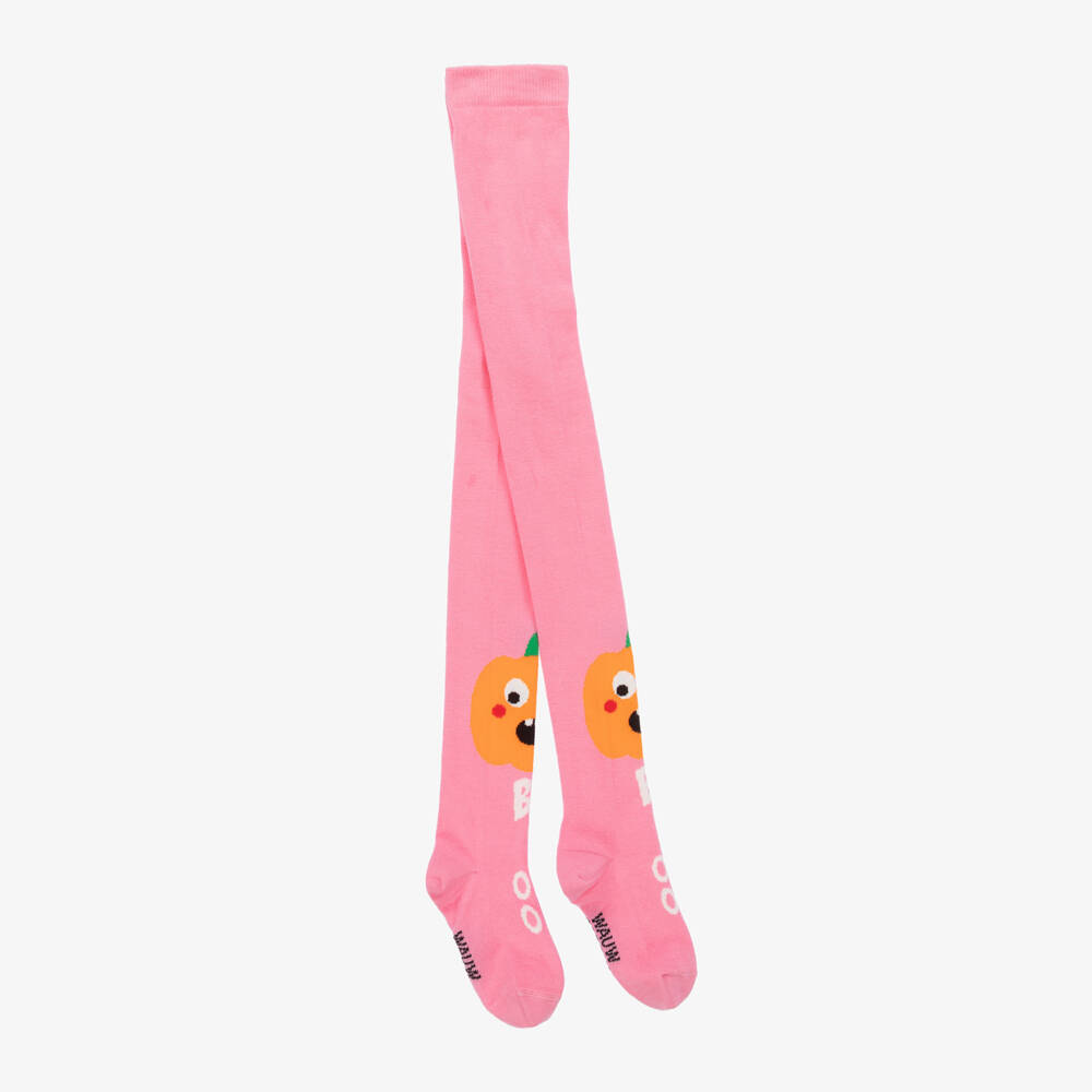 Wauw Capow-Girls Pink Pumpkin Cotton Tights | Childrensalon Outlet