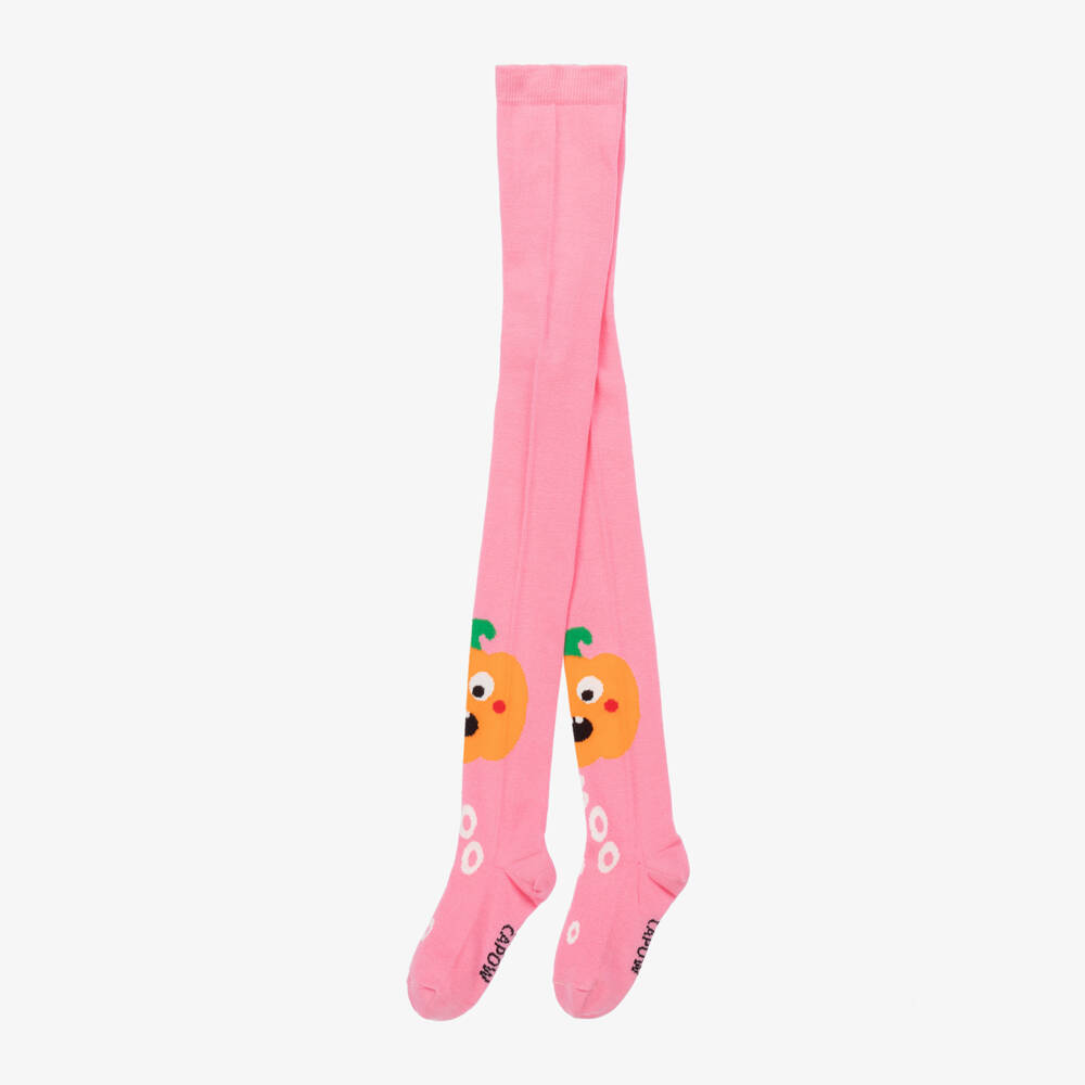 Wauw Capow-Girls Pink Pumpkin Cotton Tights | Childrensalon Outlet