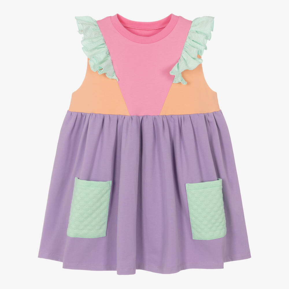 Wauw Capow - Robe jersey de coton rose et violet | Childrensalon