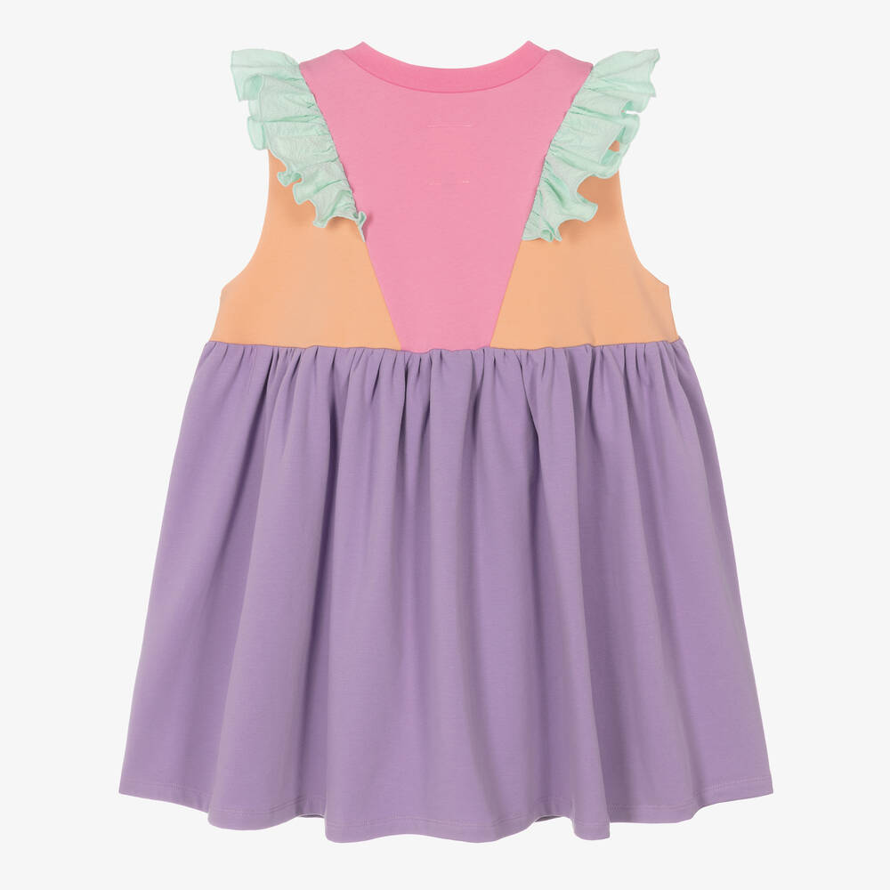 Wauw Capow-فستان قطن عضوي جيرسي لون زهري وبنفسجي | Childrensalon Outlet