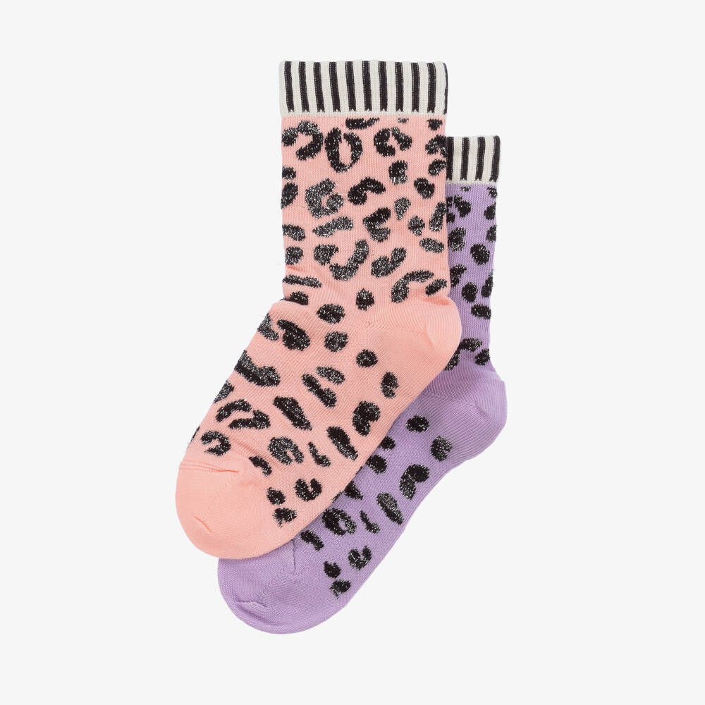 Wauw Capow-جوارب مزيج قطن عضوي لون زهري وبنفسجي للبنات | Childrensalon Outlet