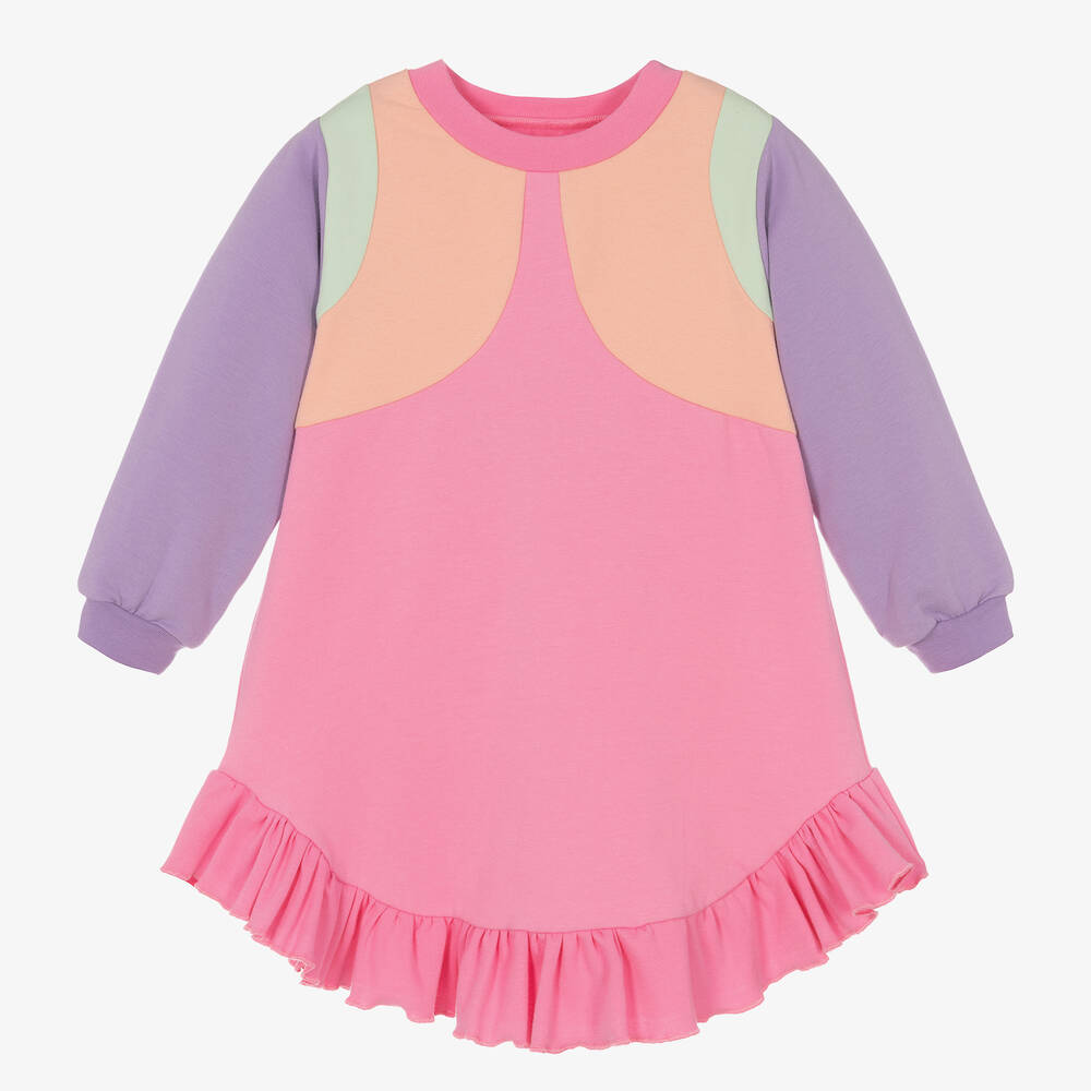 Wauw Capow - Robe sweat rose et violette fille | Childrensalon